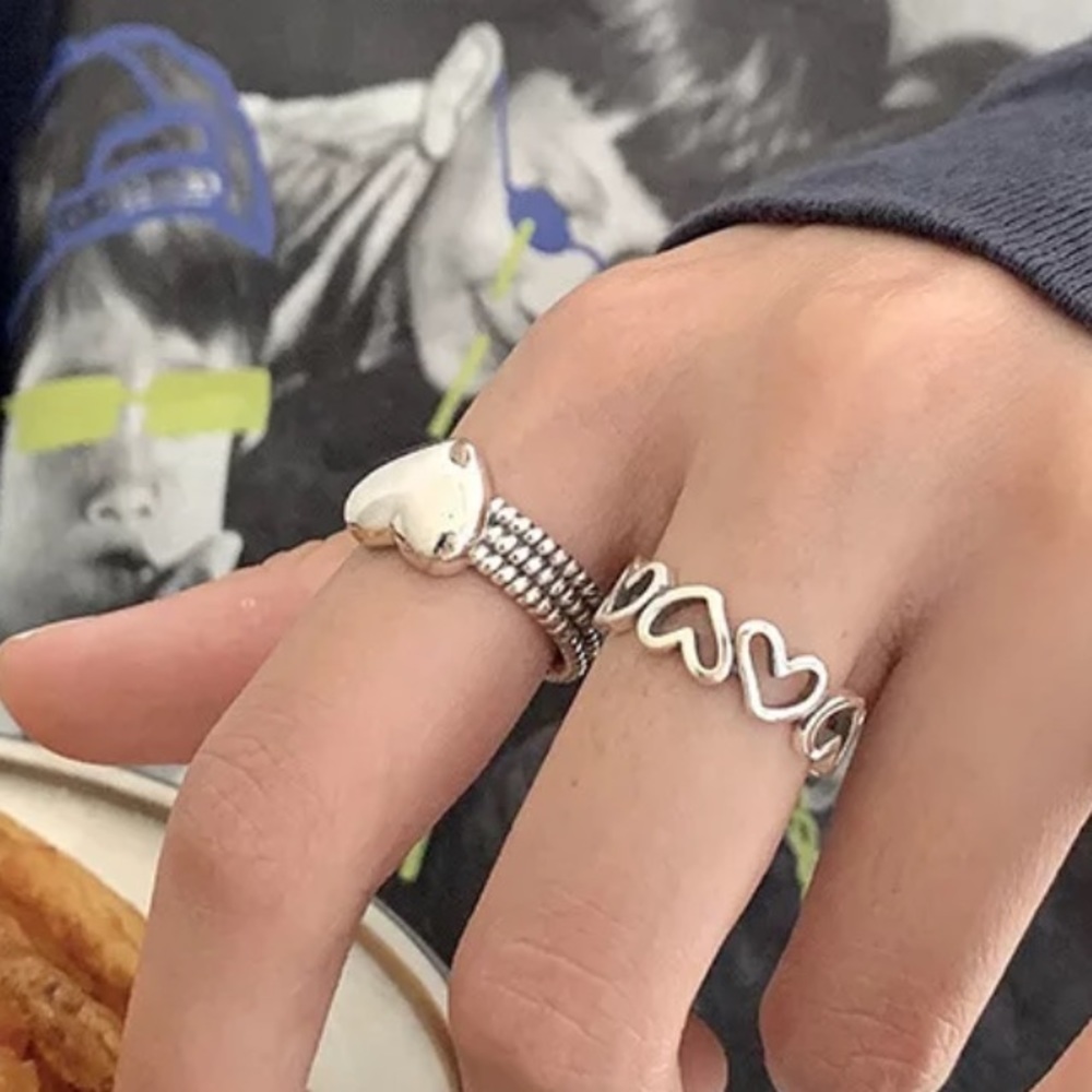 🤍Insta Love Heart ring Adjustable ring  sterling silver ring - Picture 3 of 7